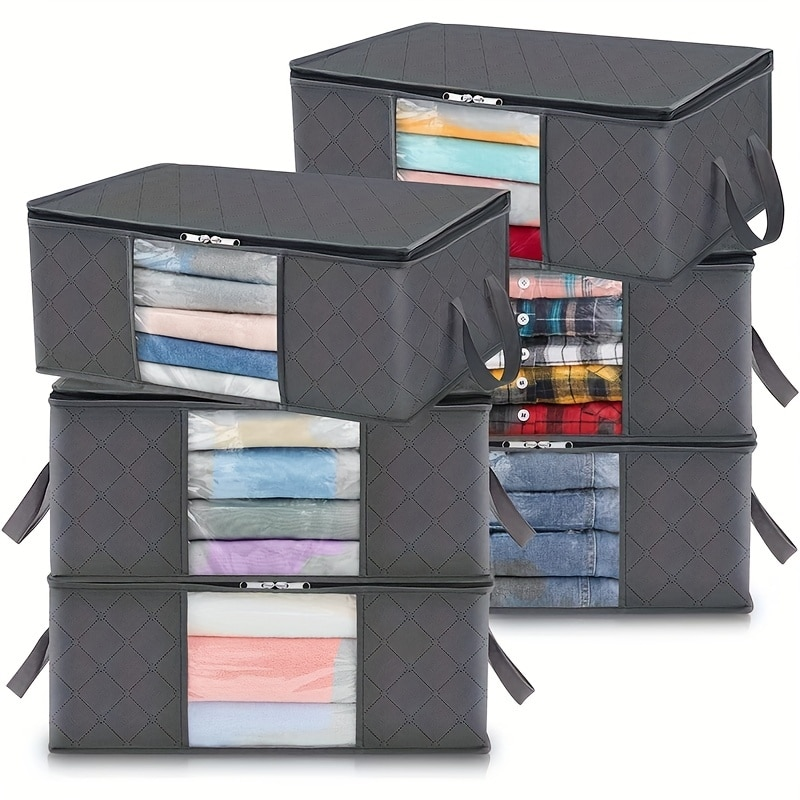 Fabric Closet Toy Clothing Bed Sheets Home Organizers Non-Woven Fabric Storage Bags Square Shape Set with Lid Storage Box