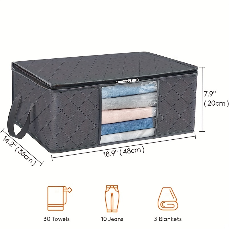 Fabric Closet Toy Clothing Bed Sheets Home Organizers Non-Woven Fabric Storage Bags Square Shape Set with Lid Storage Box