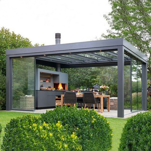 Outdoor pergola garden free standing waterproof pavilion gazebo with sides