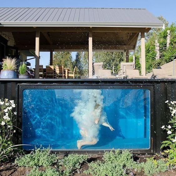 Luxury Shipping Container Swimming Pool Outdoor Pool with Filtration and Heating System with glass