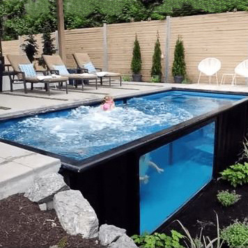 Luxury Shipping Container Swimming Pool Outdoor Pool with Filtration and Heating System with glass