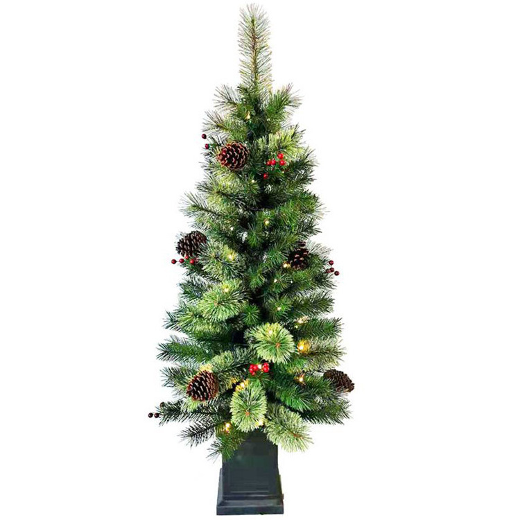 Artificial Tree For Entrances and Christmas Includes Pre-strung White Lights Montclair Spruce with Stand