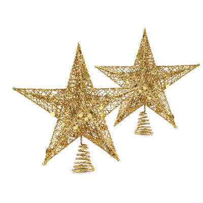 Christmas Tree Star Toppersfor christmas decorations luxury Gold Star for Christmas Tree Decoration Glitter