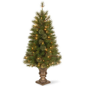 Artificial Tree For Entrances and Christmas Includes Pre-strung White Lights Montclair Spruce with Stand