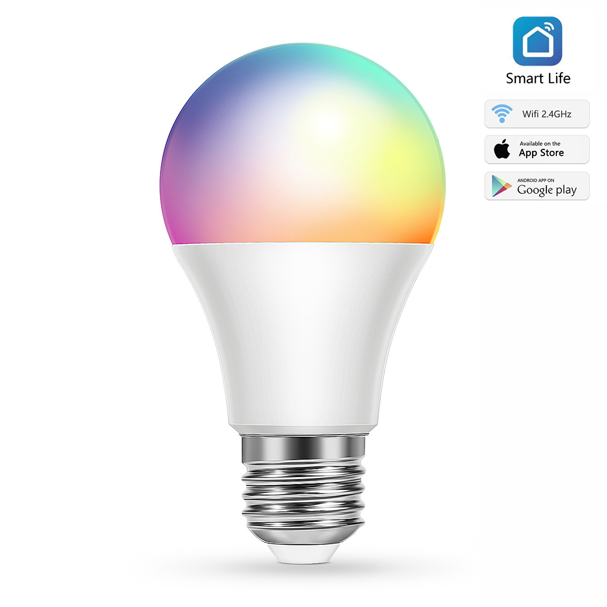 Color Changing Wifi Connecting LED Light Bulb RGB Indoor E27 Standard Base 9W Plastic AC 90 Bluetooth Speaker Bulb 1080 -20 - 55