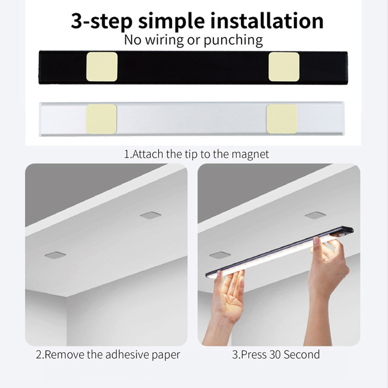 OEM Wholesale Rechargeable Motion Sensor Cabinet Led Light Bedroom Indoor Kitchen Led Under Cabinet Lights 40 90 Modern 3 Months