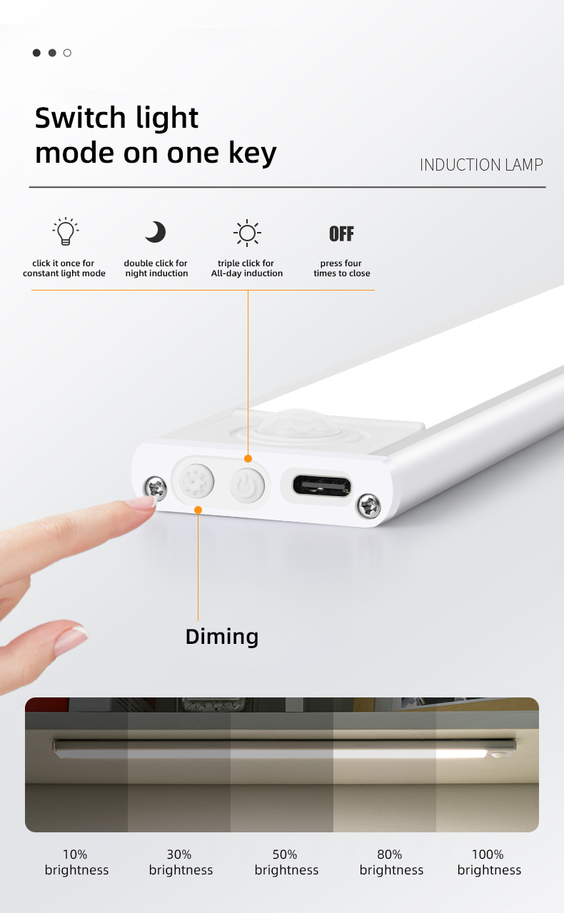 Hot selling Universal closet lights Home Night LED Kitchen led motion sensor under Cabinet Light with sensor and dimmer