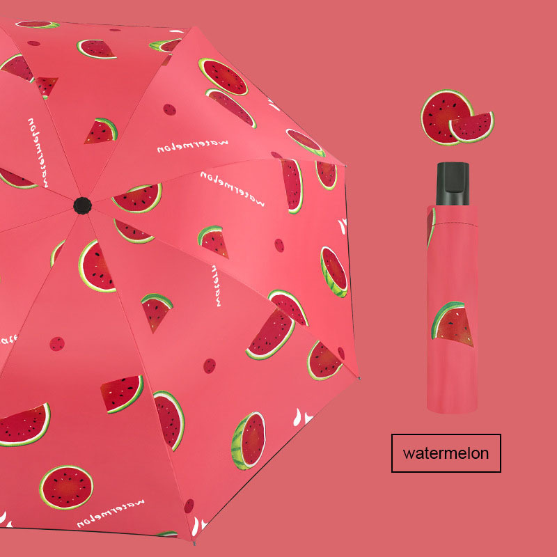 3 Fold Fruit Umbrella Vinyl-coated Sunscreen Windproof And Rainproof Anti Ultraviolet Umbrella