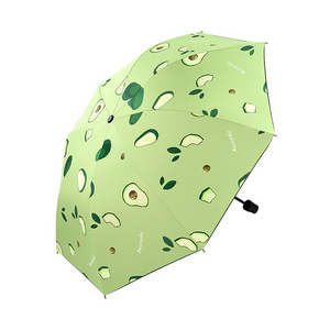 3 Fold Fruit Umbrella Vinyl-coated Sunscreen Windproof And Rainproof Anti Ultraviolet Umbrella