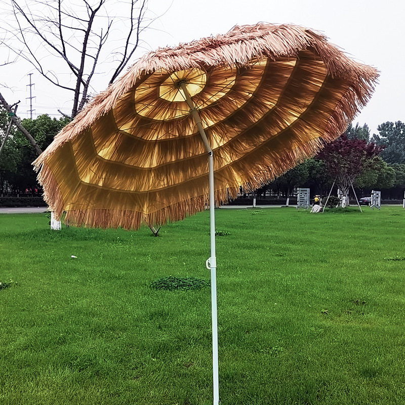 2M Luxury Outdoor Garden Beach Distinctive Creative Adjustable Swimming Pool Simulation Straw Beach Umbrella