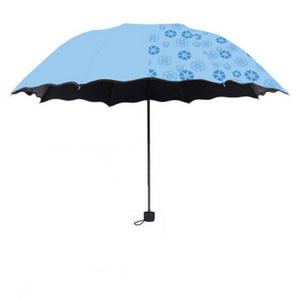 Outdoor Durable Manual Umbrellas Portable Flower Pattern Triple Folding Umbrella Anti Sun Parasol Anti UV Umbrella