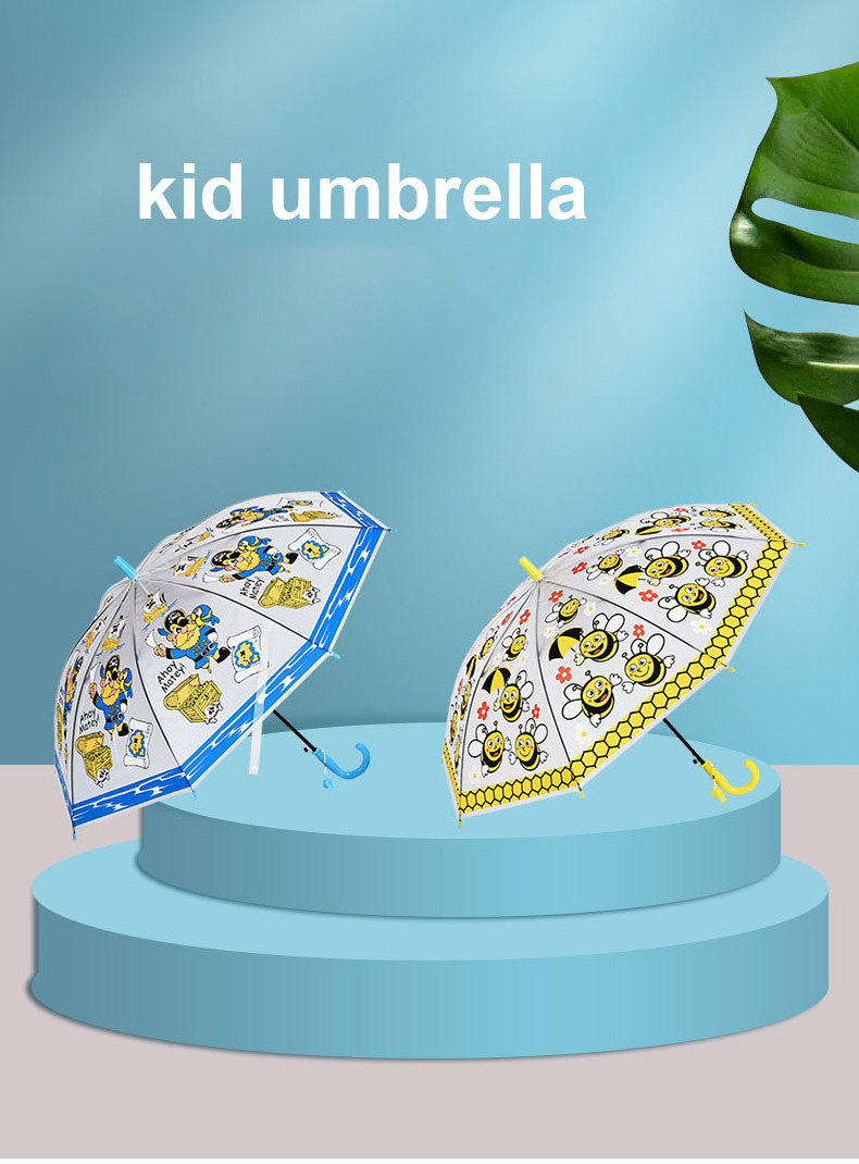 Hot Semi-automatic Student Kids Cartoon Umbrellas Rain EVA Umbrella For Children's Gift Windproof Umbrellas