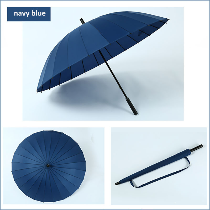 Waterproof Strong Windproof 24k Custom Logo Extra Large Oversize Straight Umbrella With Leather Handle