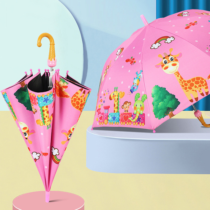 Customized Uv Coating Design Anti Dripping Safety Umbrella Children Cute Character  Kids Cheap Cartoon Umbrella For Children