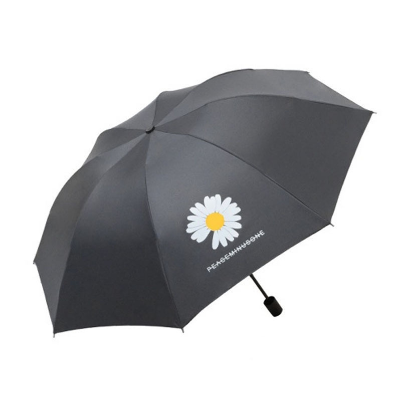 8 Ribs Windproof UV Daisy Printing Three Foldable Manual Umbrella Business Umbrella For Women And Men