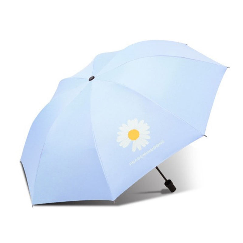 8 Ribs Windproof UV Daisy Printing Three Foldable Manual Umbrella Business Umbrella For Women And Men