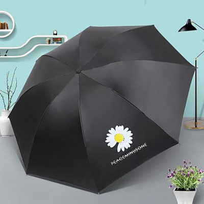 8 Ribs Windproof UV Daisy Printing Three Foldable Manual Umbrella Business Umbrella For Women And Men