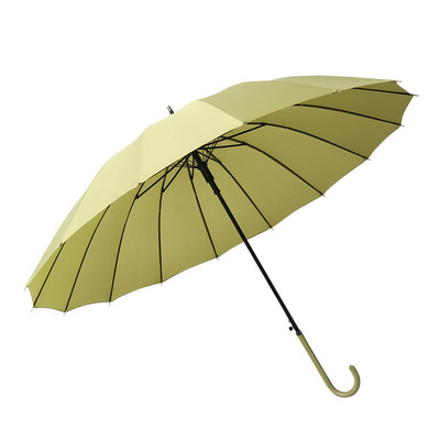 23 Inch 16K Japan Korea Style Umbrella Customized Fashionable Strong Straight Umbrella Leather Handle Rain Umbrella