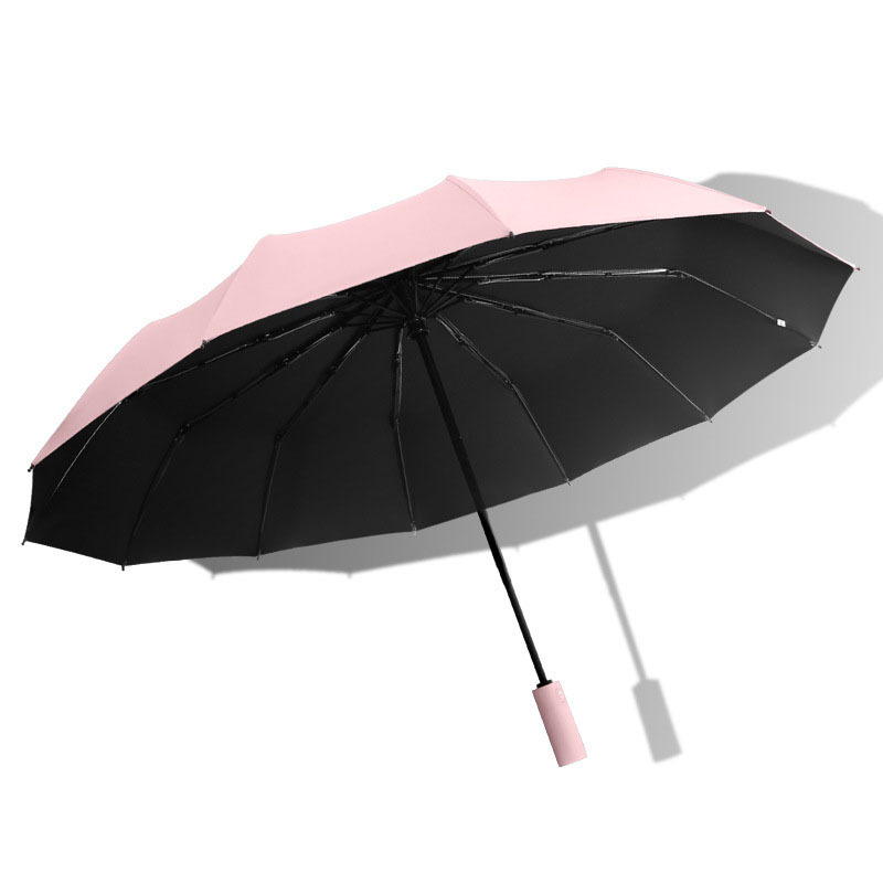 Automatic Sun Rainy Umbrellas Black Coated 3 Folding Sunscreen Umbrellas 12K Outdoor Umbrella