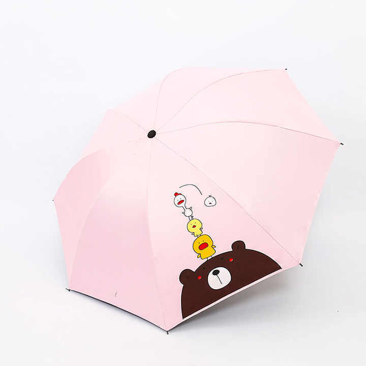 21 Inch 8K Cheap UV Protection Cartoon Duck Print 3 Folding Manual Umbrella With Custom