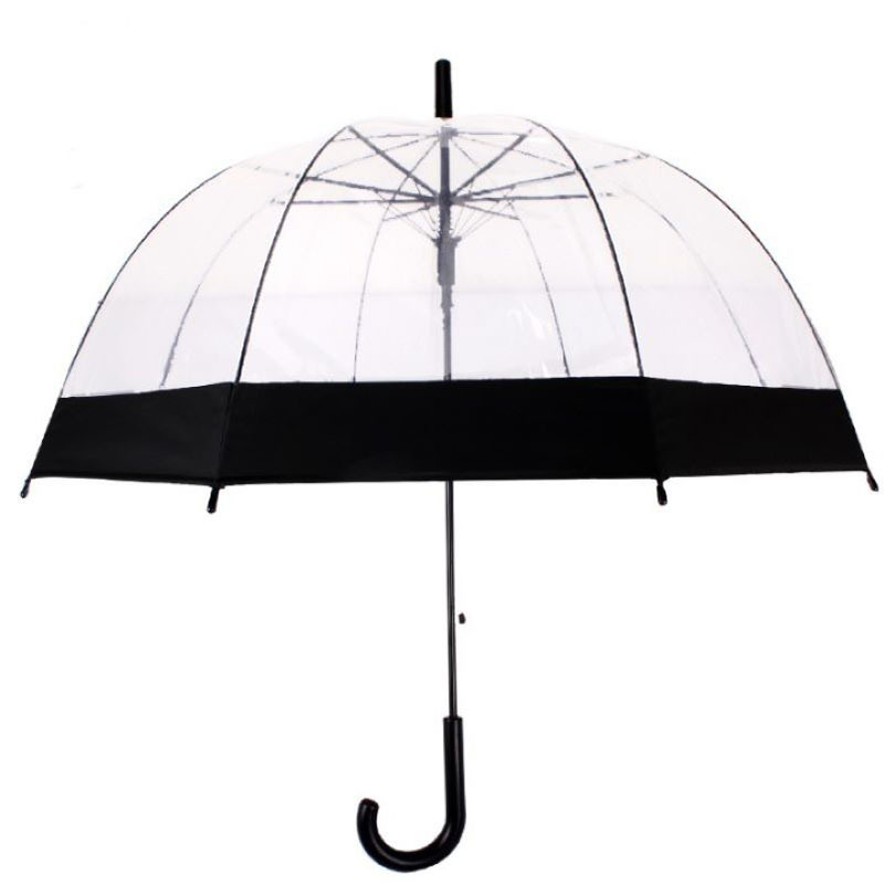 Large Size Clear Mushroom Umbrella Windproof Sturdy Transparent Plastic Dome Print Umbrella For Rain Day