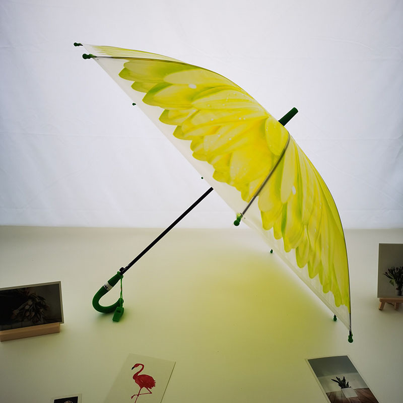 Sunflower Clear Umbrella Cheap Nice Transparent Sun Straight Auto Open Print Umbrella Apollo Dome Shape Umbrella Flora For Rain