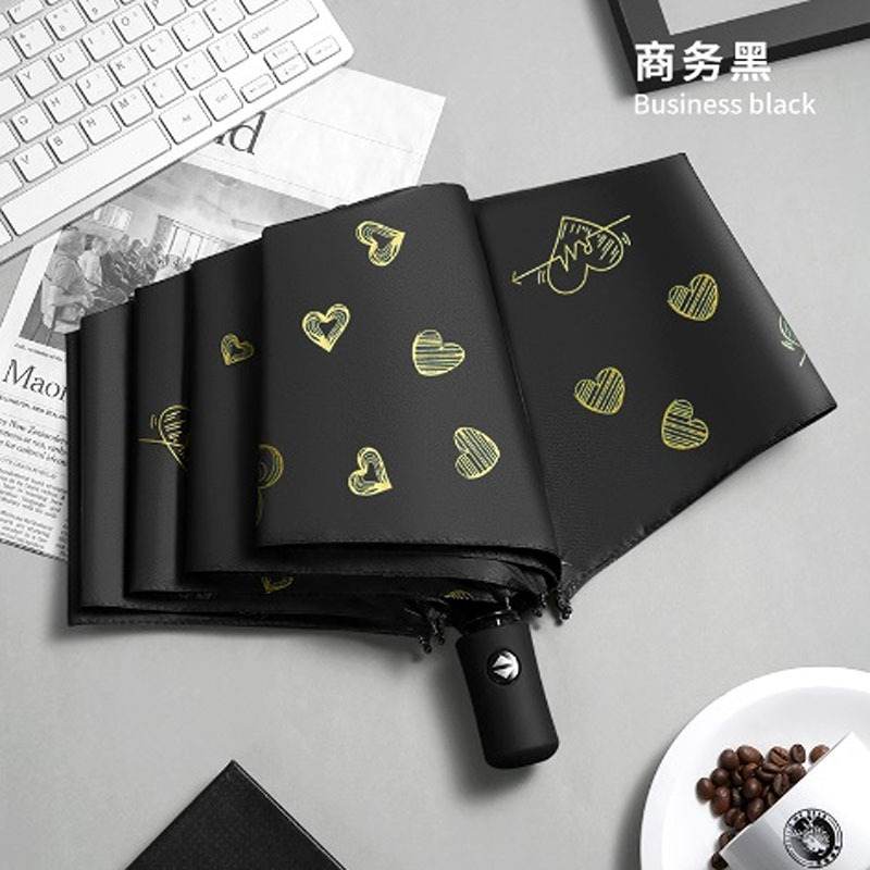 Fully Automatic 3 Folding Bronzing Black Glue Sunscreen  Umbrella Advertising Print Umbrella Parasol Custom Logo