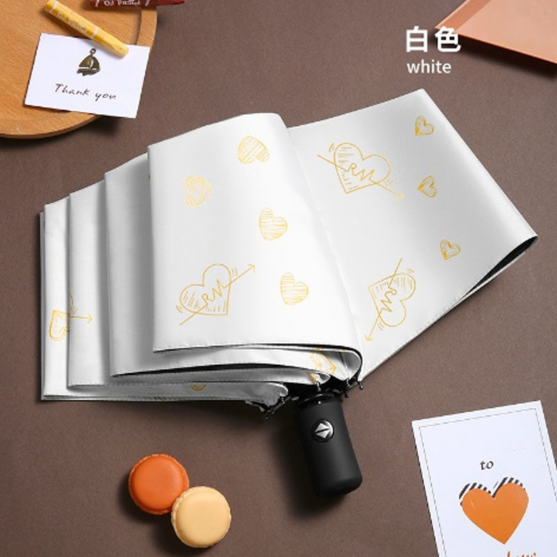 Fully Automatic 3 Folding Bronzing Black Glue Sunscreen  Umbrella Advertising Print Umbrella Parasol Custom Logo