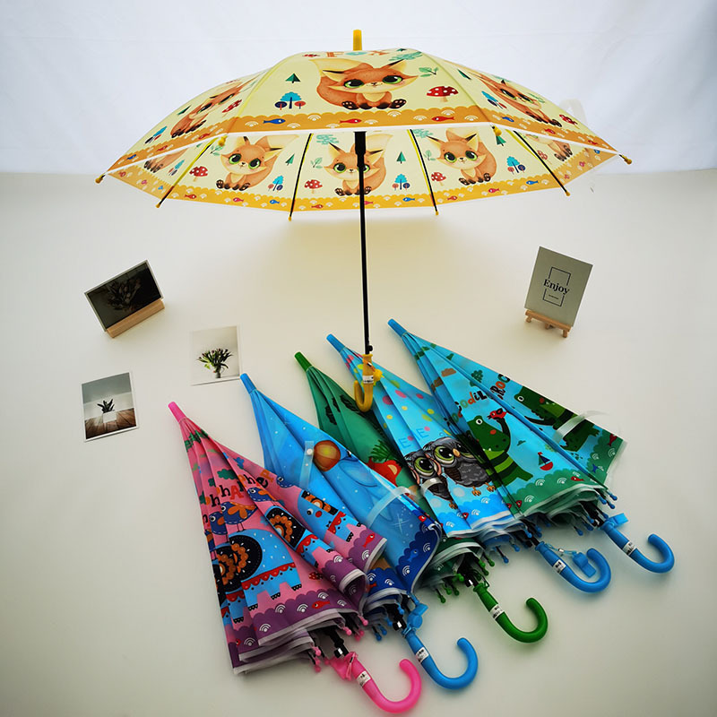 Fashion Clear EVA Umbrellas with Printing Cute Pattern Kids Parasol Transparent Cartoon Pattern Umbrella