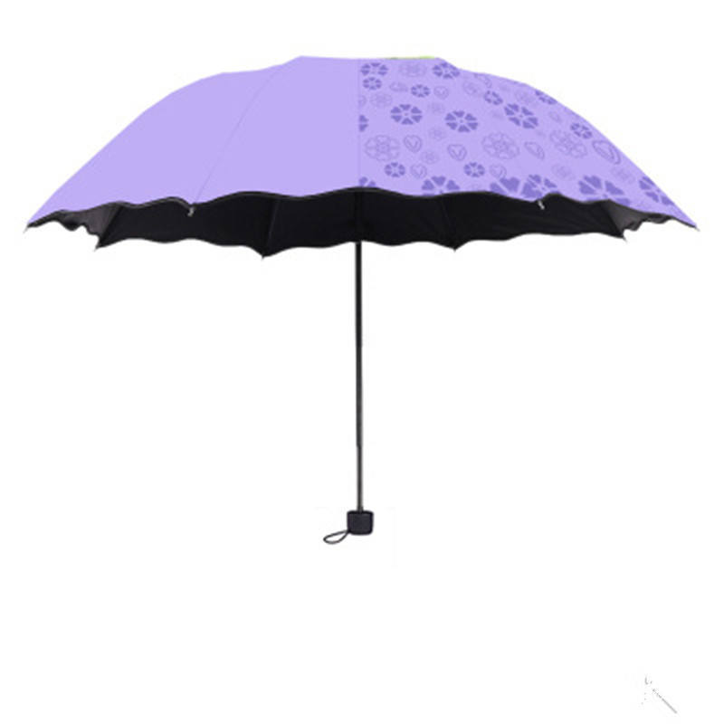 Meet Water Color Changing Flowers Pattern Printing Magic Umbrellas Rain UV 3 Folding Umbrella For Women Designer