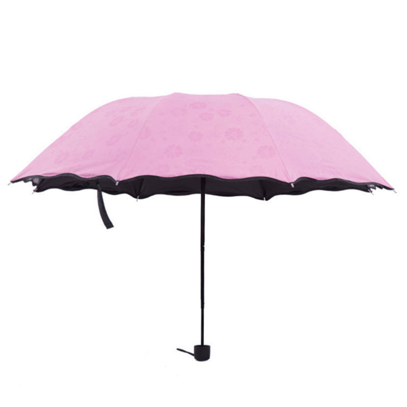 Meet Water Color Changing Flowers Pattern Printing Magic Umbrellas Rain UV 3 Folding Umbrella For Women Designer