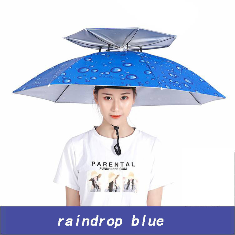 Outdoor Convenient Wholesale Large Size Double layer Silver Head Mounted Hat Umbrella