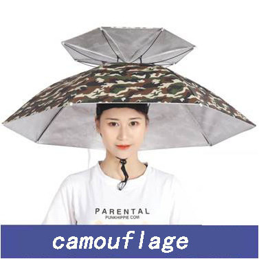 Outdoor Convenient Wholesale Large Size Double layer Silver Head Mounted Hat Umbrella