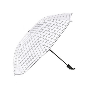 Korea Creative Striped Black Coating Umbrella Fresh Couple Black and White Lattice Umbrella Princess Sun Umbrella