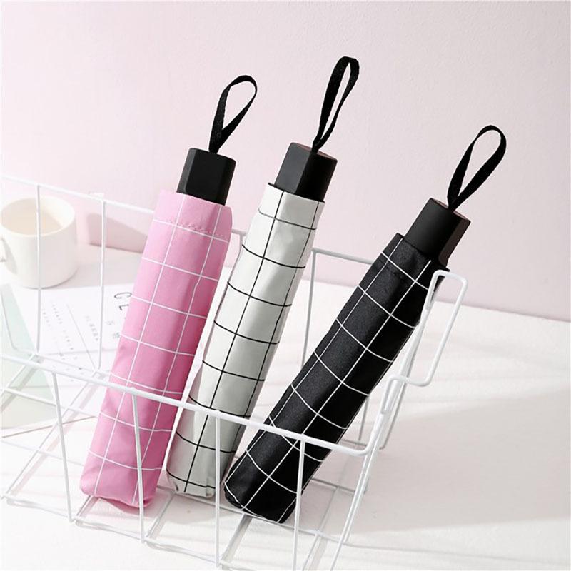 Korea Creative Striped Black Coating Umbrella Fresh Couple Black and White Lattice Umbrella Princess Sun Umbrella