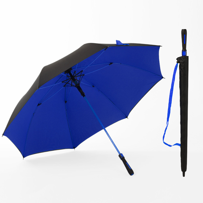 2024 Factory Double Layer Canopy 30 Inch Automatic Open Super Large Colored Fiberglass Ribs Straight Advertising Umbrella