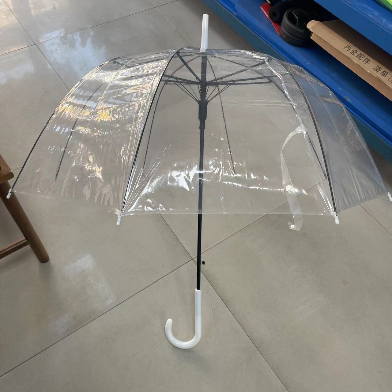 23 Inch Windproof Wedding Women Plastic Clear Auto Transparent Bubble Dome Shape Straight Umbrella Rain