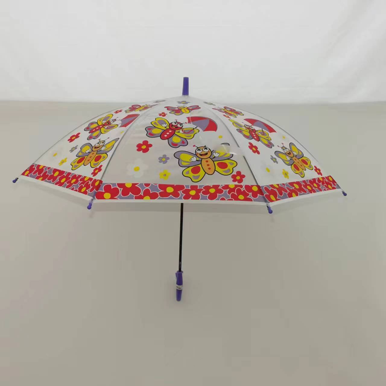 19inch 8k Cheap Children Promotion Eva Transparent Umbrella Plastic Butterfly Photos Print Umbrella For Children