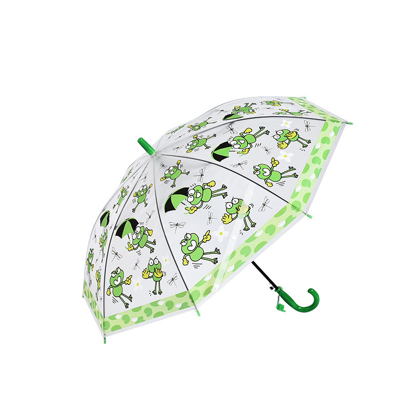 Kids EVA Straight Frog  Umbrella 8K Clear Transparent Umbrellas For Hot Sales