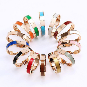 High Quality Enamel Bracelet Rose Gold Silver Plated Women's Fashion Jewelry 316L Stainless Steel Color H Bracelet