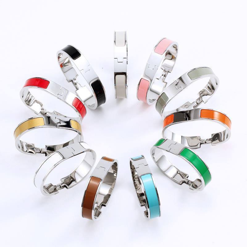 High Quality Enamel Bracelet Rose Gold Silver Plated Women's Fashion Jewelry 316L Stainless Steel Color H Bracelet