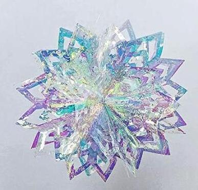 Holographic Flower Edge Snowflake Hanging Decoration Shiny Iridescent White Foil Ceiling Decorative Ornament for  Party