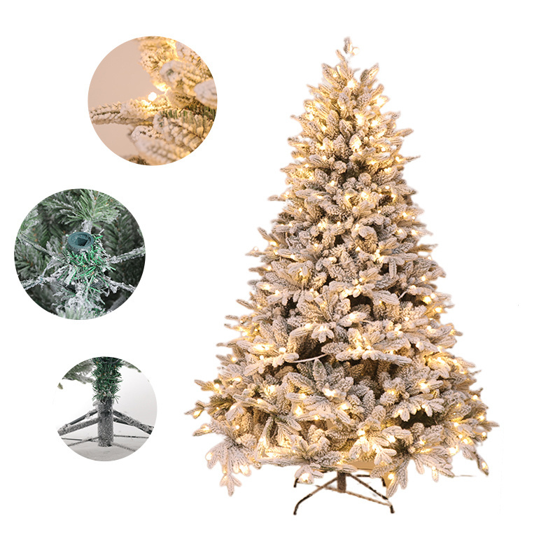 6ft 180cm  pre-lit  Luxury mixed  snow flocked Hinged Structure Artificial Christmas Tree