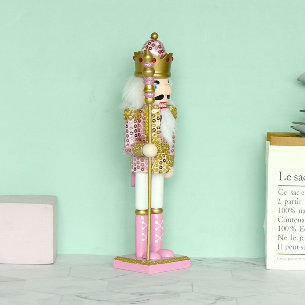 Wholesale 30cm Christmas Decorations pink wooden Soldier set Desktop Decoration Nutcracker