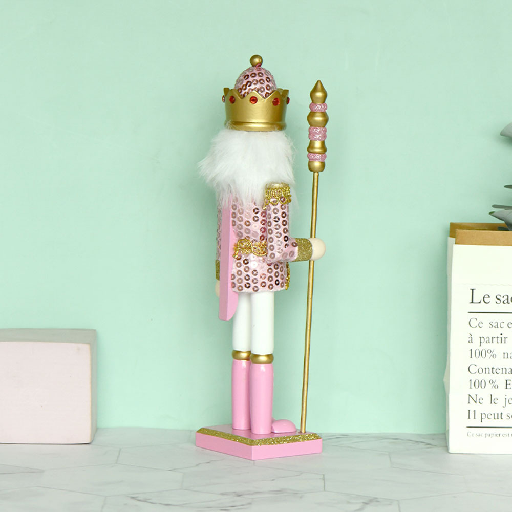 Wholesale 30cm Christmas Decorations pink wooden Soldier set Desktop Decoration Nutcracker