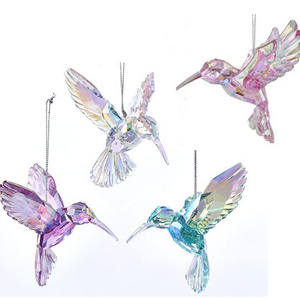 Transparent phantom Color acrylic bird Christmas Decoration Pendant Crystal bird hanging decoration plastic bird ornament