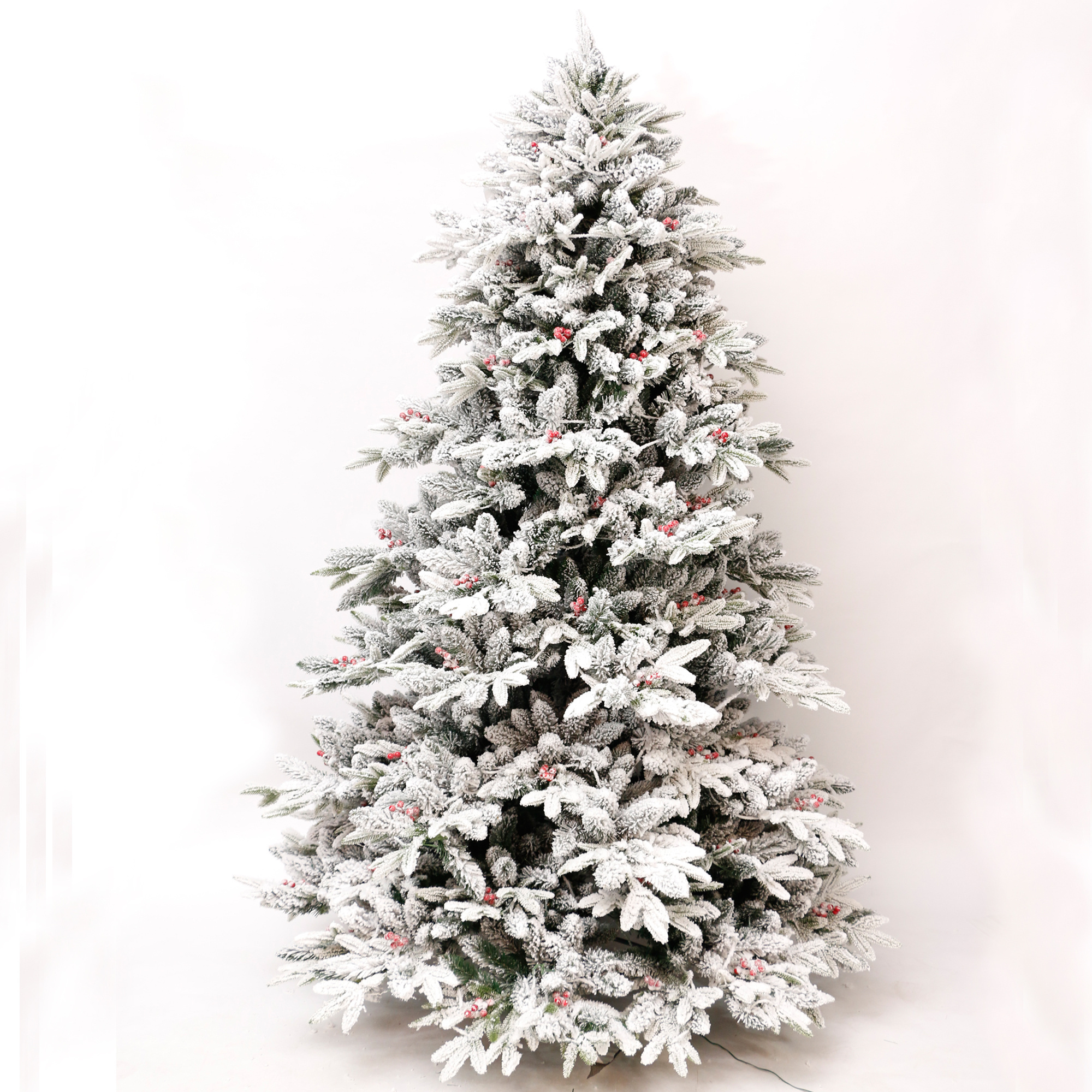 Green PE +PVC mix flock artificial tree Christmas tree with warm white LED lights with controller christmas decorations