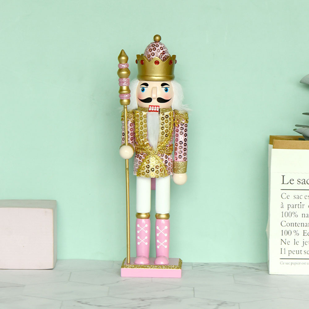 Wholesale 30cm Christmas Decorations pink wooden Soldier set Desktop Decoration Nutcracker