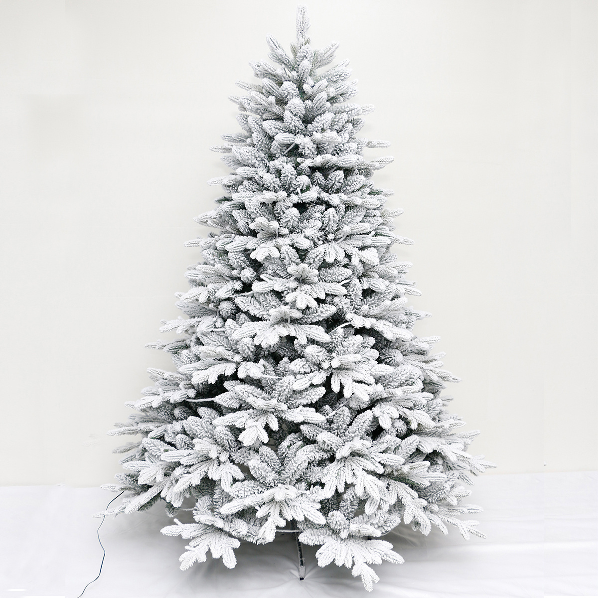 Green PE +PVC mix flock artificial tree Christmas tree with warm white LED lights with controller christmas decorations