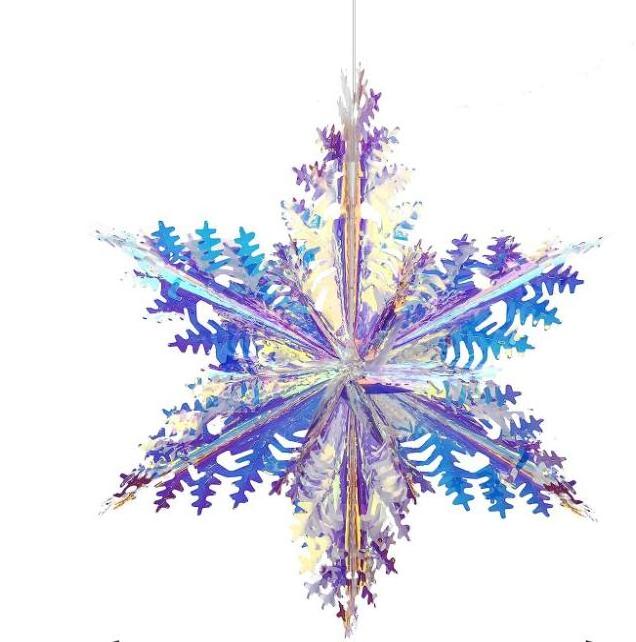 Holographic Flower Edge Snowflake Hanging Decoration Shiny Iridescent White Foil Ceiling Decorative Ornament for  Party